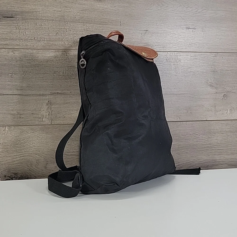 Black Nylon/Leather Backpack Bag